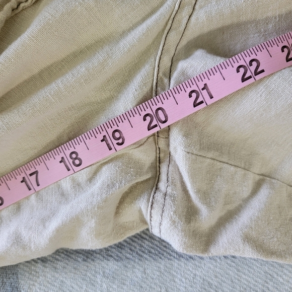 Lane Bryant Linen Cotton Blend Crop Pants Contrast Stitch Tan Pockets Size 14 - Picture 11 of 12